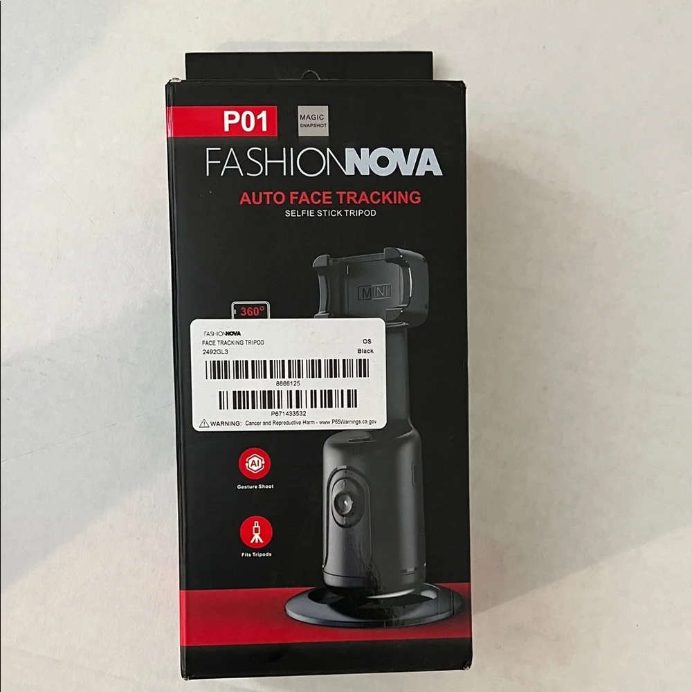 24hr SALE 🔥 Fashion Nova P01 Auto Face Tracking Selfie Stick Tripod - Black